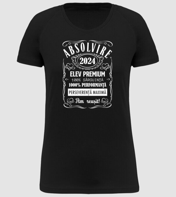 Absolvire Premium model negru pe tricou