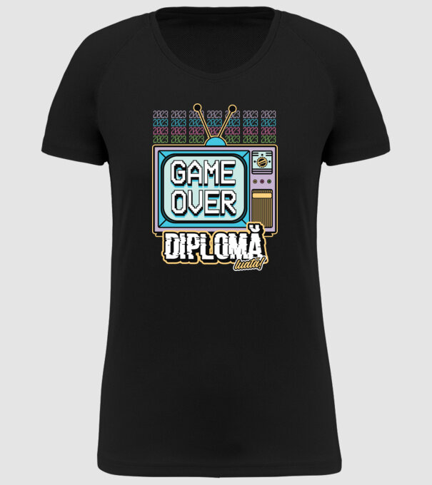 Absolvire retro diplomă model negru pe tricou