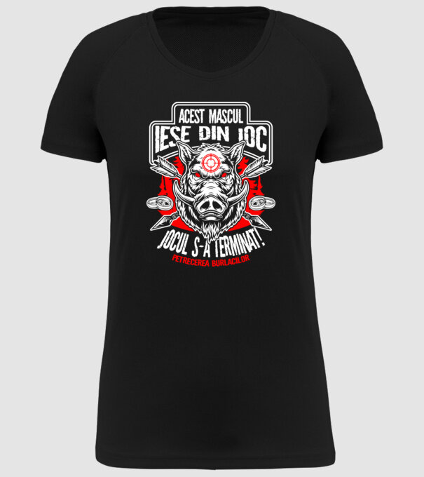 Acest mascul iese din joc - jocul s-a terminat - petrecerea burlacilor model negru pe tricou
