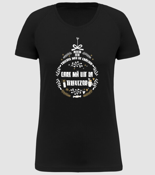 acesta este tricoul meu de Crăciun_care ma uit la televizor model negru pe tricou