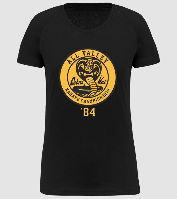 all valley karate cobra kai model negru pe tricou