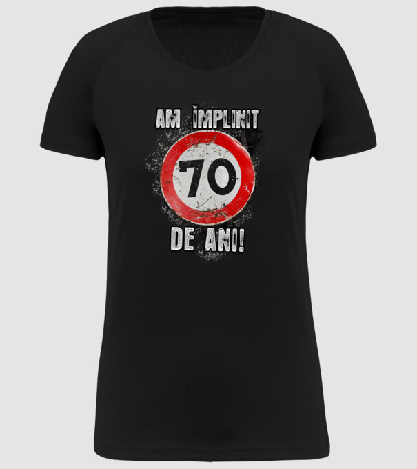 Am împlinit 70 de ani! model negru pe tricou