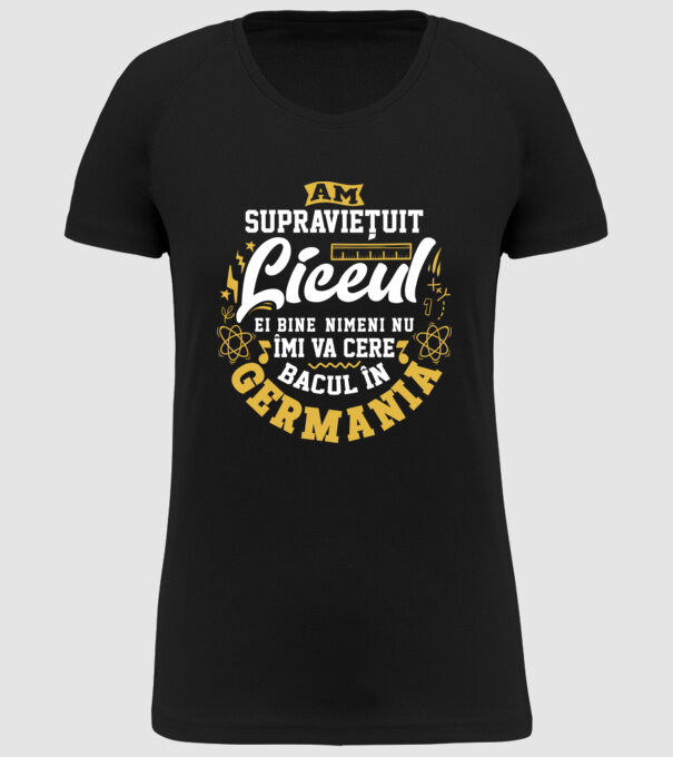 Am supraviețuit liceul model negru pe tricou