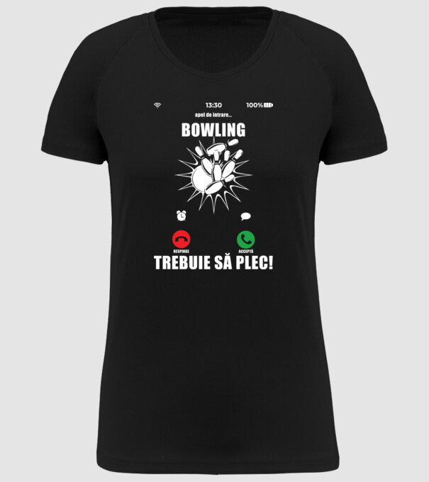 apel de intrare - bowling - respinge - acceptă - TREBUIE SĂ PLEC! model negru pe tricou
