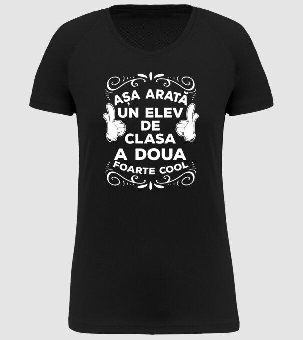 Așa arată un elev de clasa a doua foarte cool model negru pe tricou