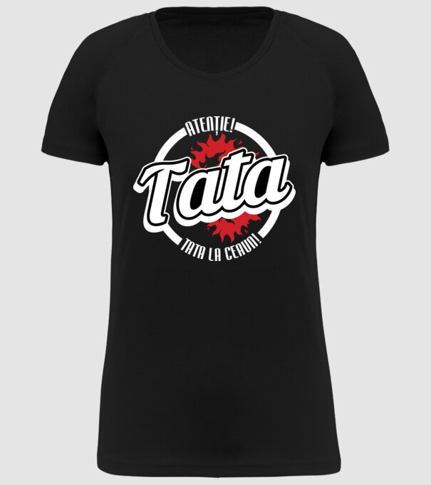 Atenție! Tata la ceaun! model negru pe tricou