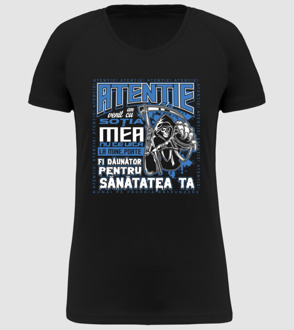 Atenție Am venit cu soția mea model negru pe tricou