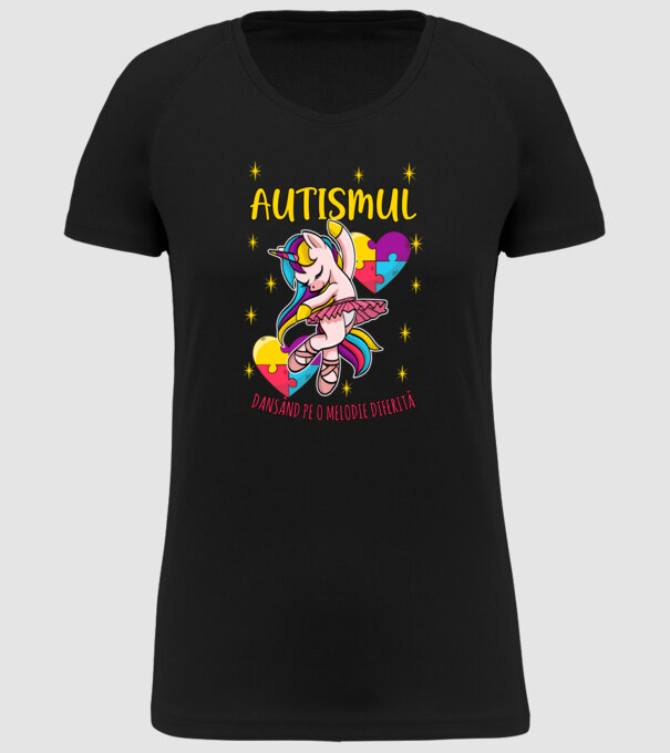 Autismul, dansând pe o melodie diferită model negru pe tricou