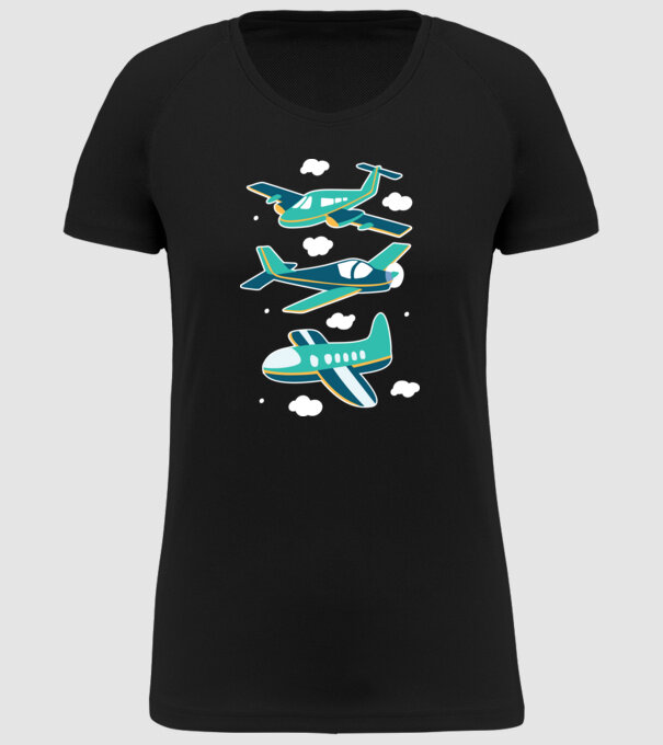 Avioane model negru pe tricou