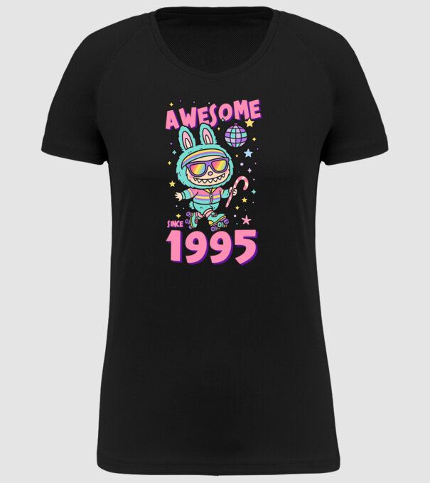 Awesome since 1995 - Labubu model negru pe tricou