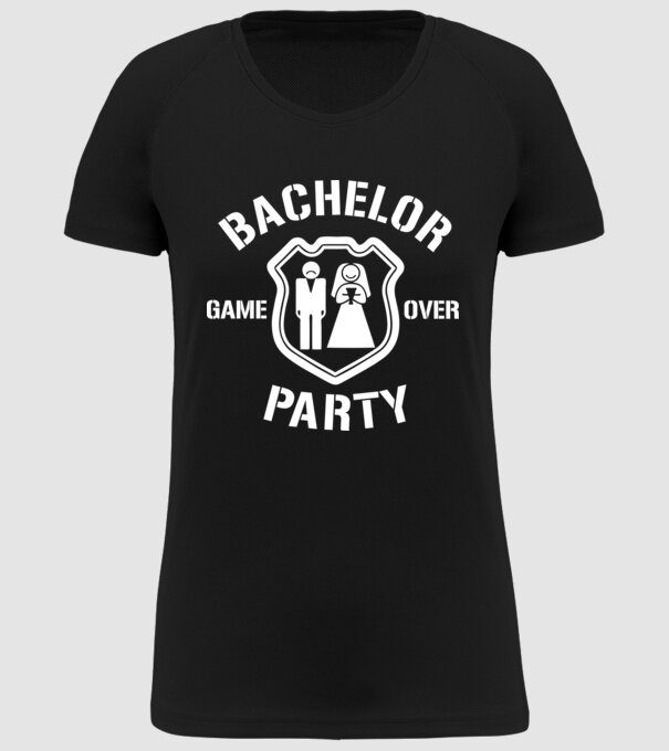 Bachelor Party Game Over model negru pe tricou