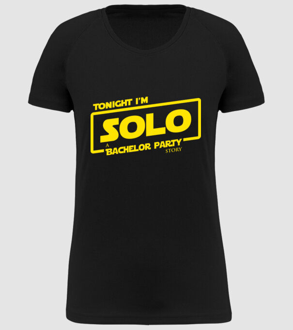 Bachelor Party Solo model negru pe tricou