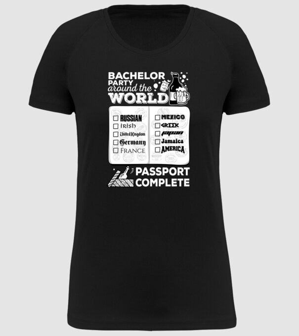 Bachelor Party World tour model negru pe tricou