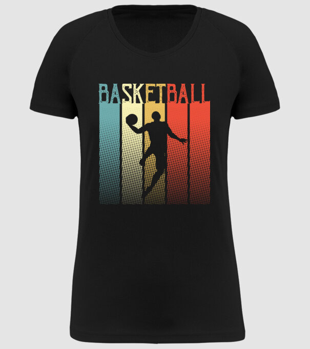 basketball vintage model negru pe tricou