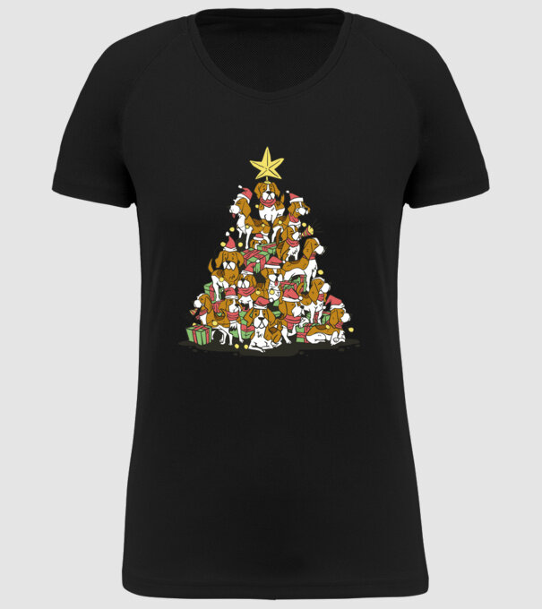 beagle christmas tree model negru pe tricou