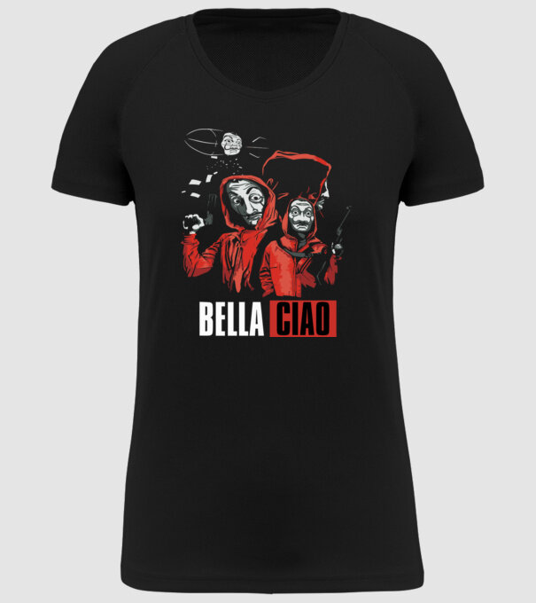 bella ciao money heist model negru pe tricou