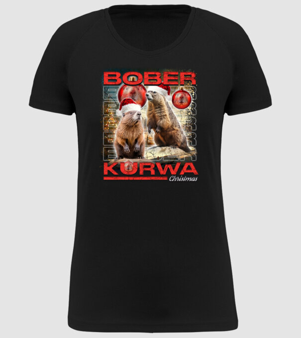 Bober kurwa christmas universe model negru pe tricou