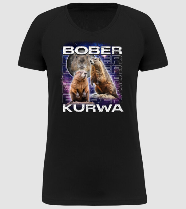 Bóber Kurwa universe model negru pe tricou