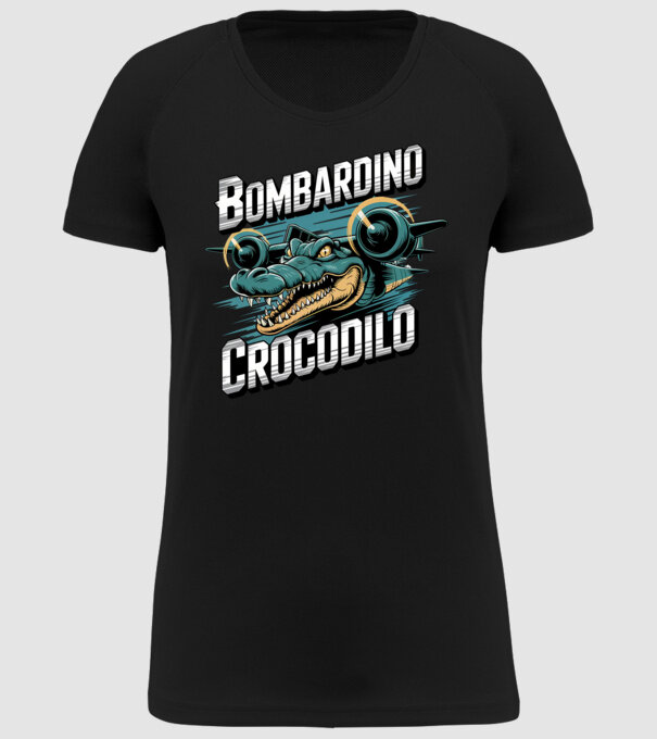 Bombardino Crocodilo 2 model negru pe tricou