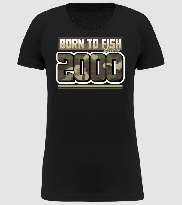 Born to fish since 2000 model negru pe tricou