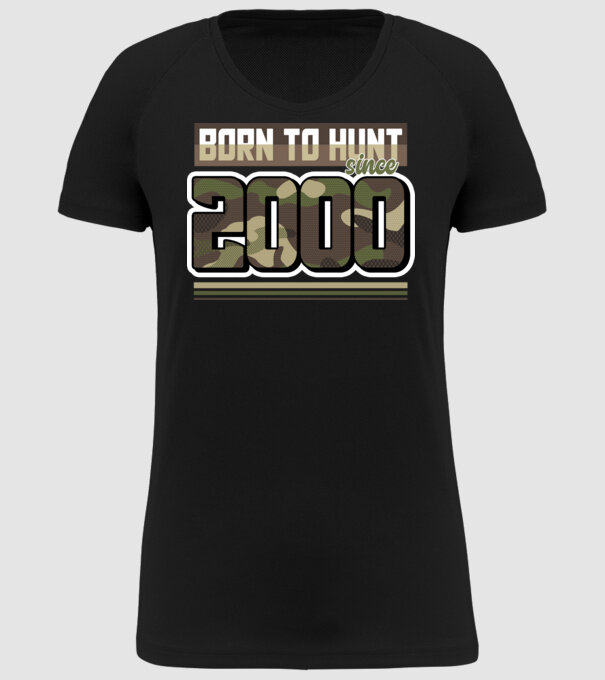 Born to hunt since 2000 model negru pe tricou
