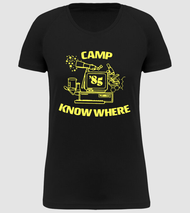 camp nowhere 85 stranger things model negru pe tricou