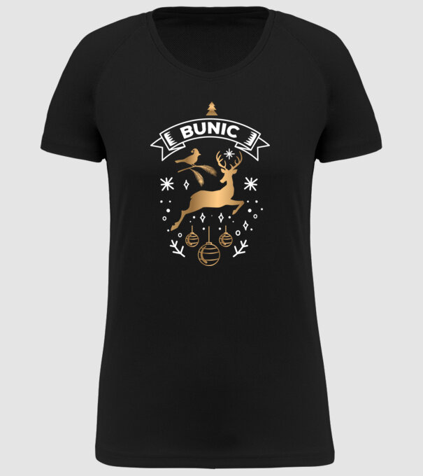 bunic christmas model negru pe tricou