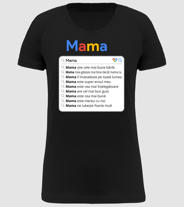 căutare Google Mama model negru pe tricou