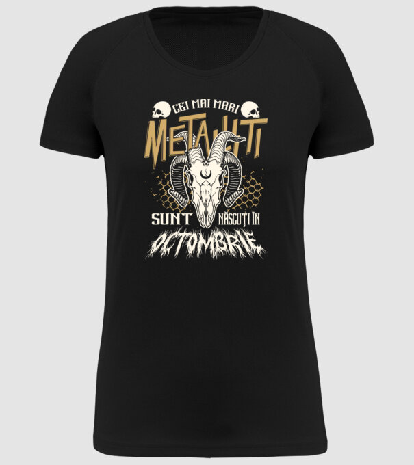 Cei mai mari metaliști sunt născuți în octombrie. model negru pe tricou