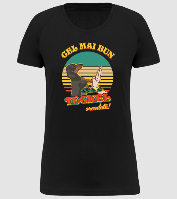 Cel mai bun stăpân de teckel vreodată! model negru pe tricou