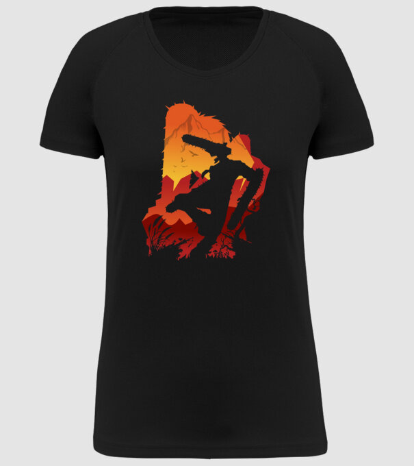 Chainsaw man silhouette model negru pe tricou
