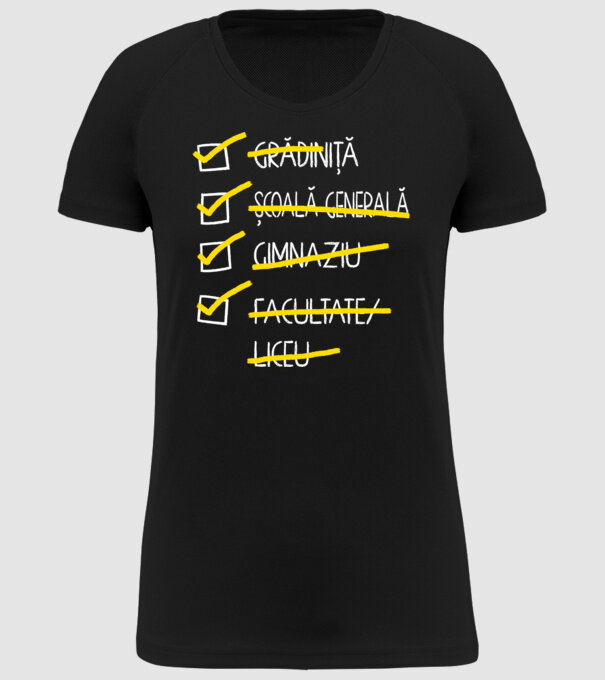 Cheklist educație - Facultate negru model negru pe tricou