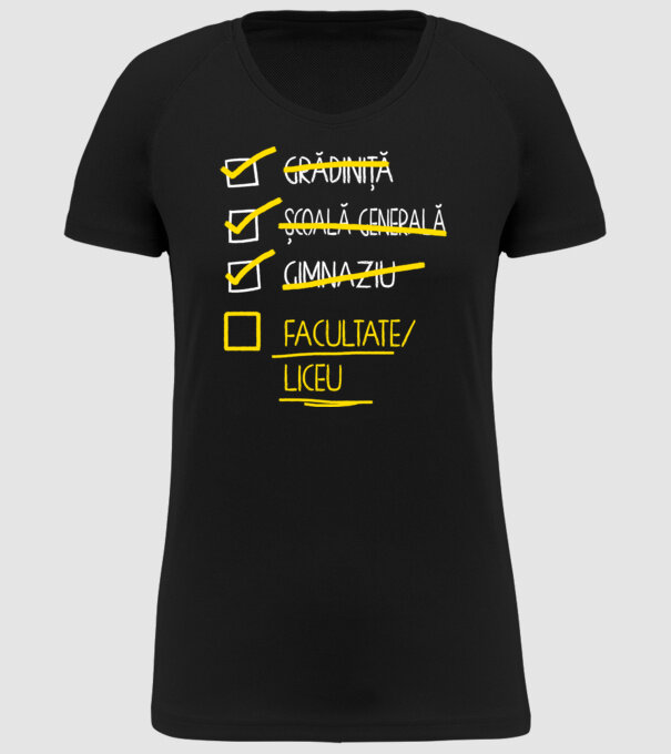 Cheklist educație - Gimnaziu negru model negru pe tricou