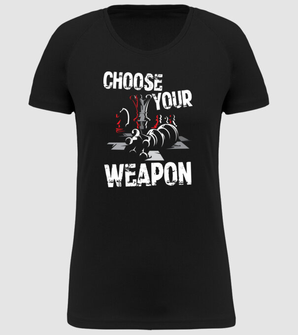 CHOOSE YOUR WEAPON model negru pe tricou