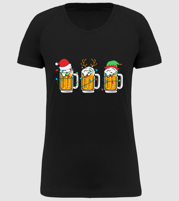 Christmas beer mugs model negru pe tricou