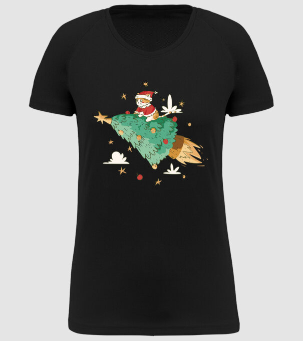 Christmas cat model negru pe tricou