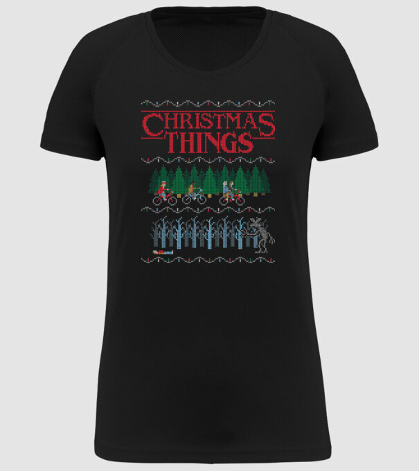 christmas things ugly sweater model negru pe tricou