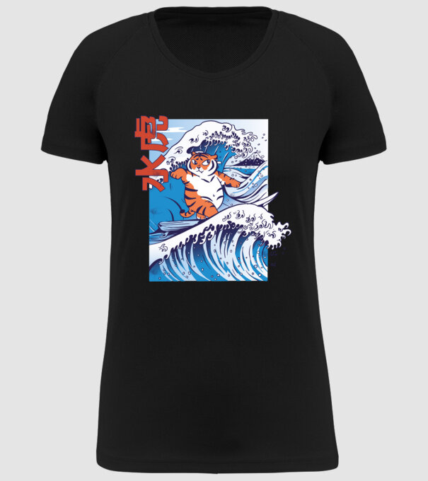 Chubby Surfer Tiger model negru pe tricou