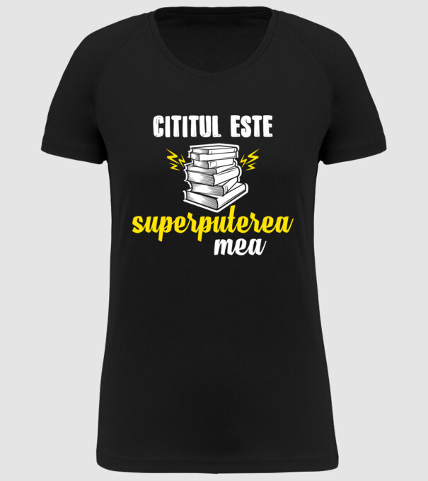 cititul este superputerea mea model negru pe tricou