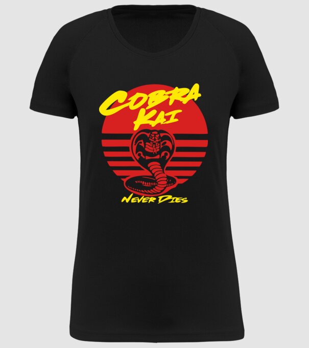 cobra kai sunset logo model negru pe tricou