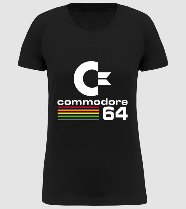 Commodore 64 logo on black model negru pe tricou