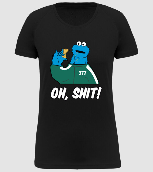 cookie monster squid game parody model negru pe tricou