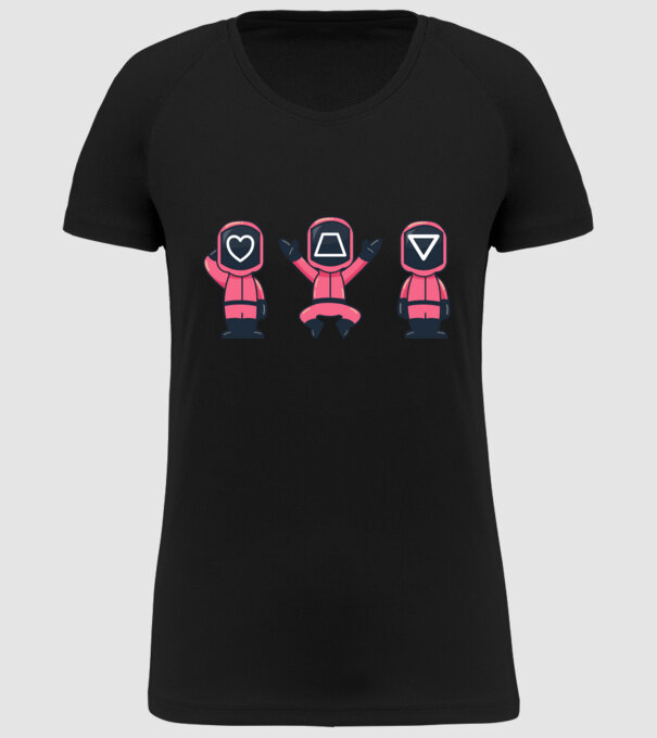 cute squid game toys model negru pe tricou