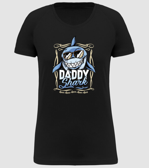 Daddy Shark model negru pe tricou