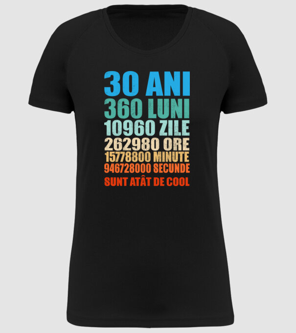 De 30 ani - luni - zile - ore - minute - secunde - sunt atât de cool model negru pe tricou