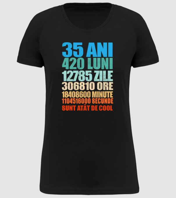 De 35 ani - luni - zile - ore - minute - secunde - sunt atât de cool model negru pe tricou