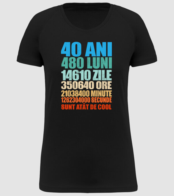 De 40 ani - luni - zile - ore - minute - secunde - sunt atât de cool model negru pe tricou