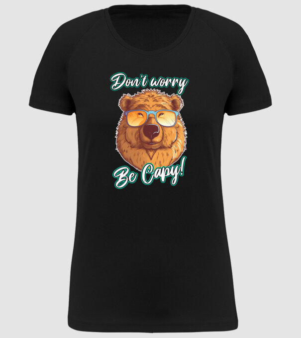 Don't worry be Capy model negru pe tricou