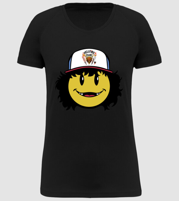 dustinhappyface model negru pe tricou
