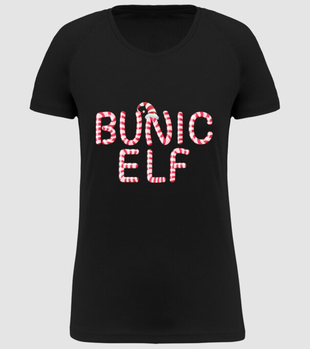 bunic elf model negru pe tricou